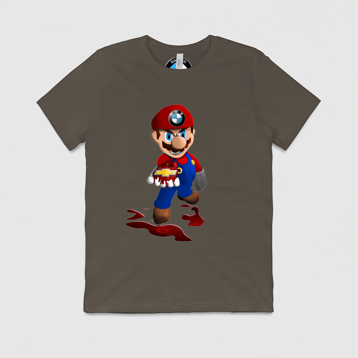 BMW Mario Killing Chevy Mens Crew Tee