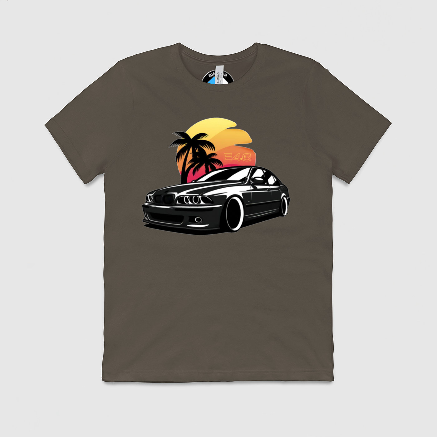 e46 Sunset Palm Tree Mens Crew Tee