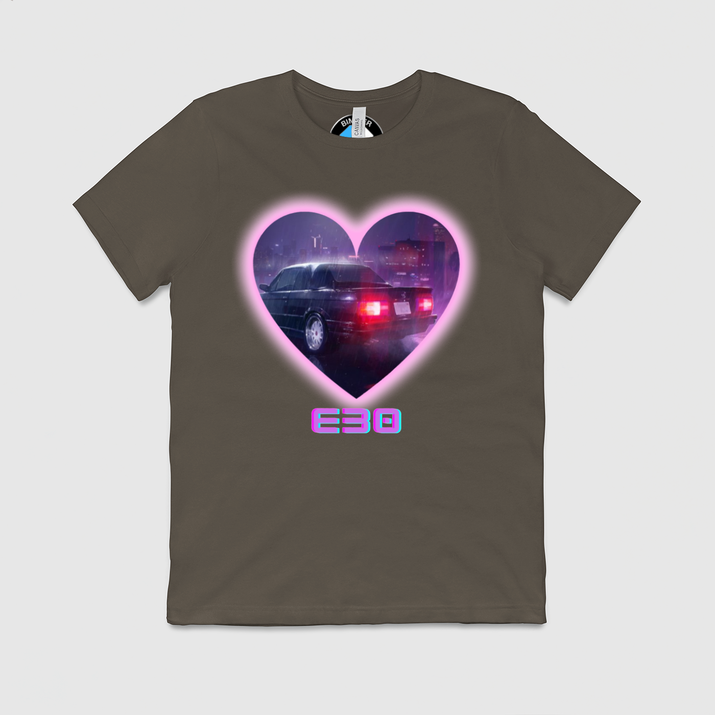 e30 Love Heart Purple Glow Mens Crew Tee