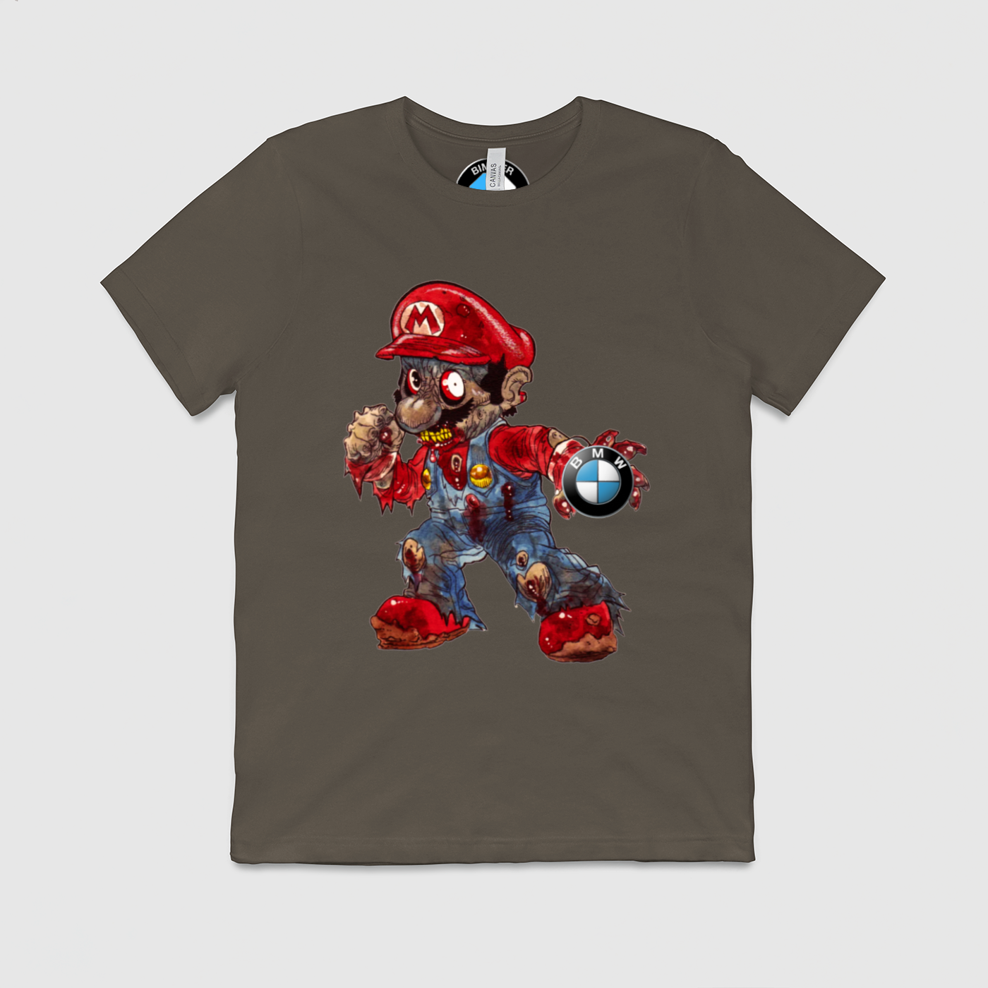 BMW Beat Up Mario Fighting Mens Crew Tee