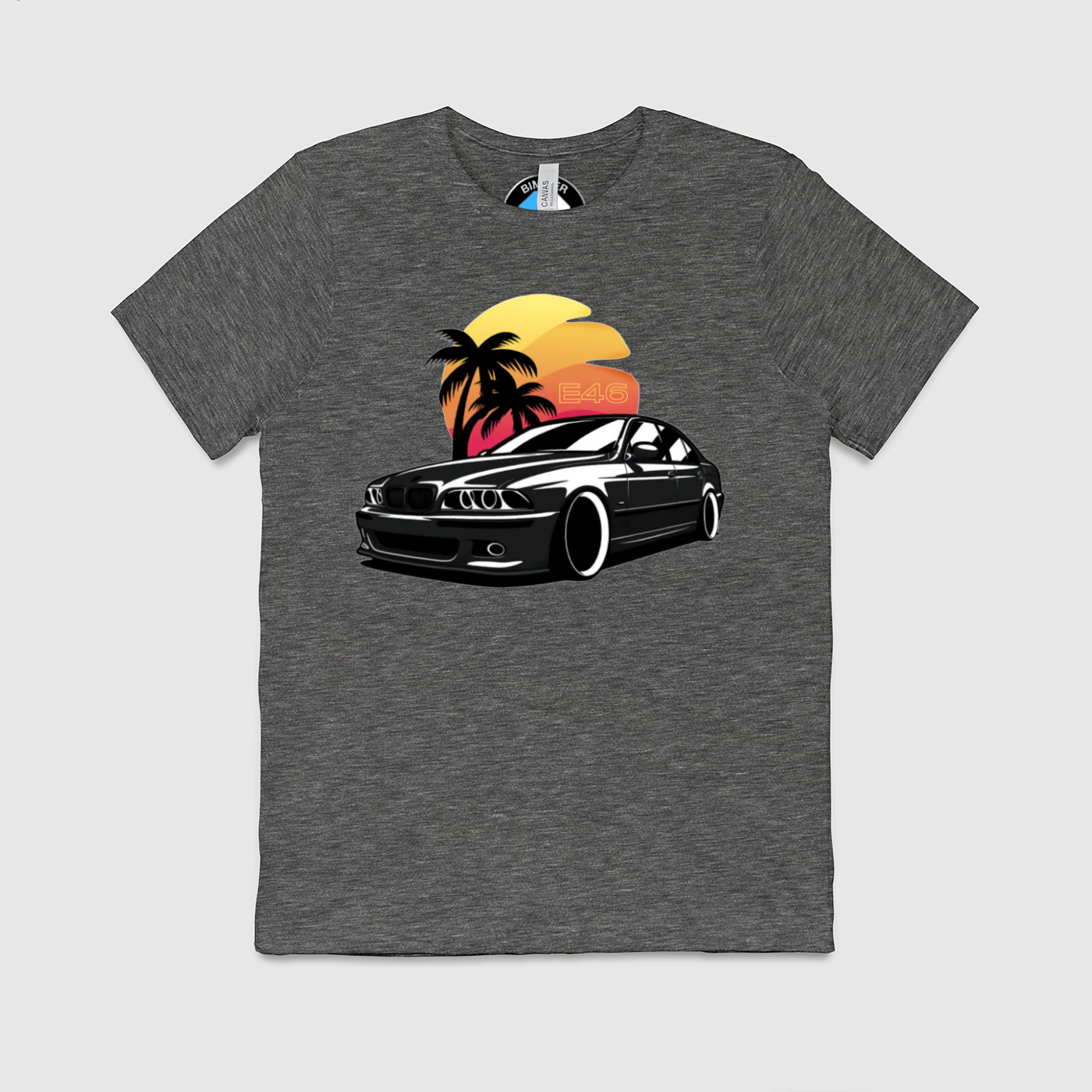 e46 Sunset Palm Tree Mens Crew Tee