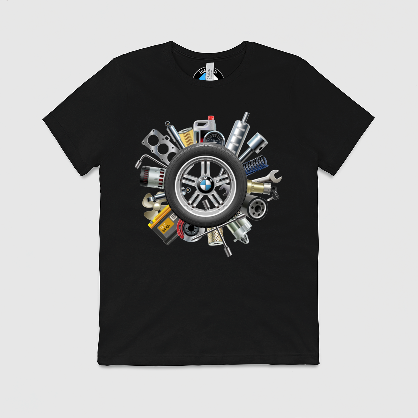 BMW Wheel of Parts Mens Crew Tee