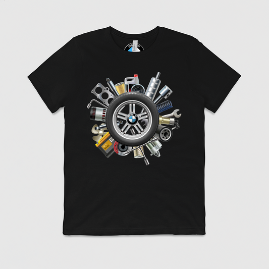 BMW Wheel of Parts Mens Crew Tee