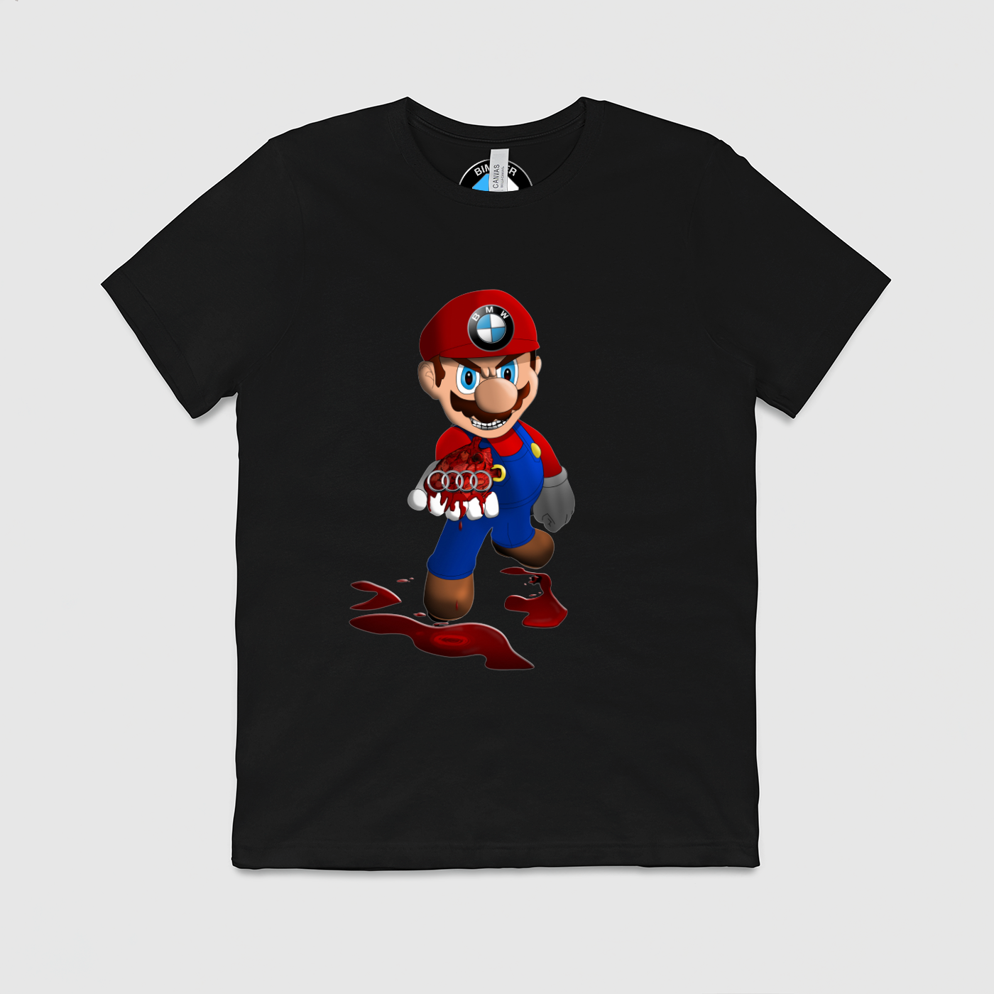 BMW Mario Killing Audi Mens Crew Tee