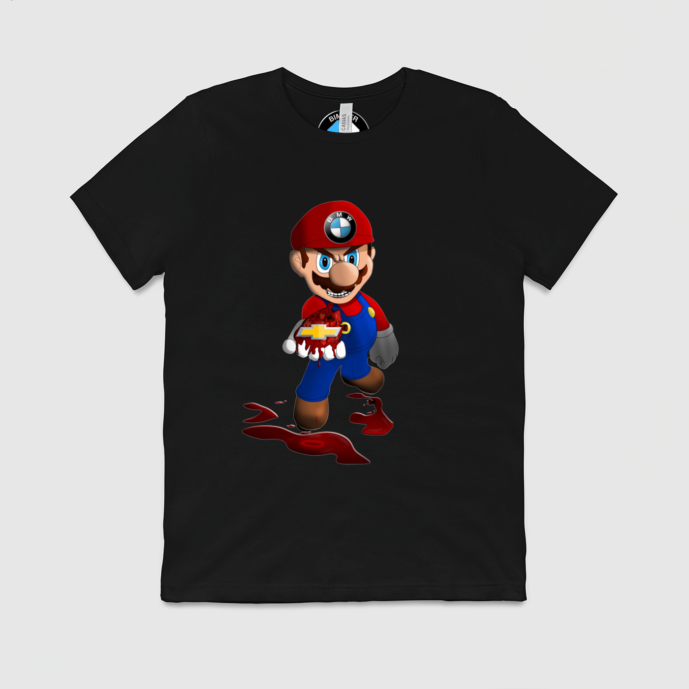 BMW Mario Killing Chevy Mens Crew Tee