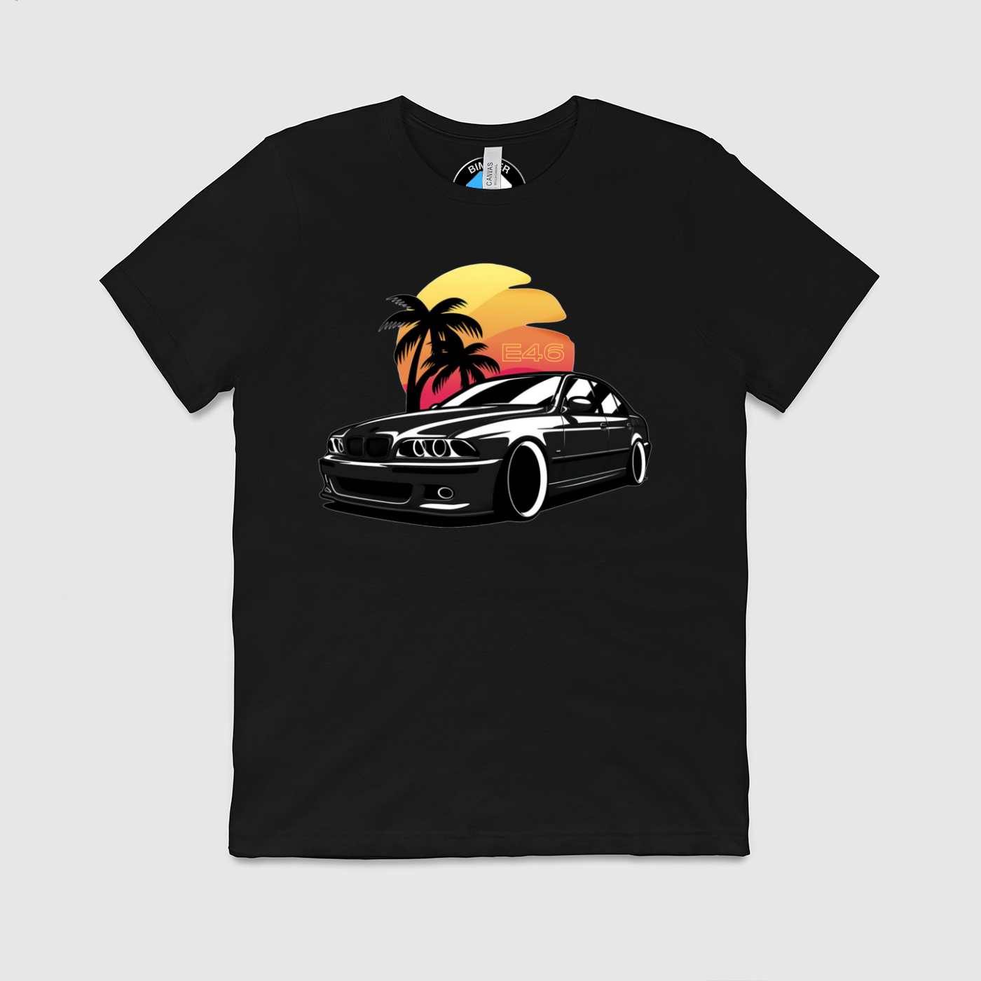 e46 Sunset Palm Tree Mens Crew Tee