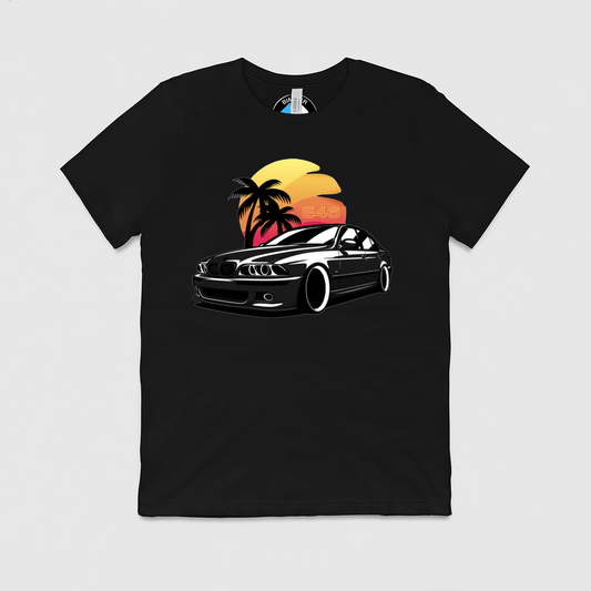 e46 Sunset Palm Tree Mens Crew Tee