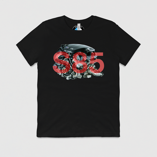 S85 Side Motor with Text Mens Crew Tee