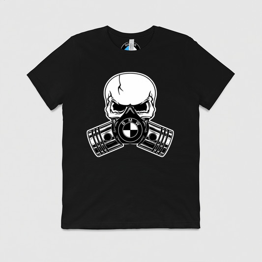 BMW Skull Piston Mask Mens Crew Tee