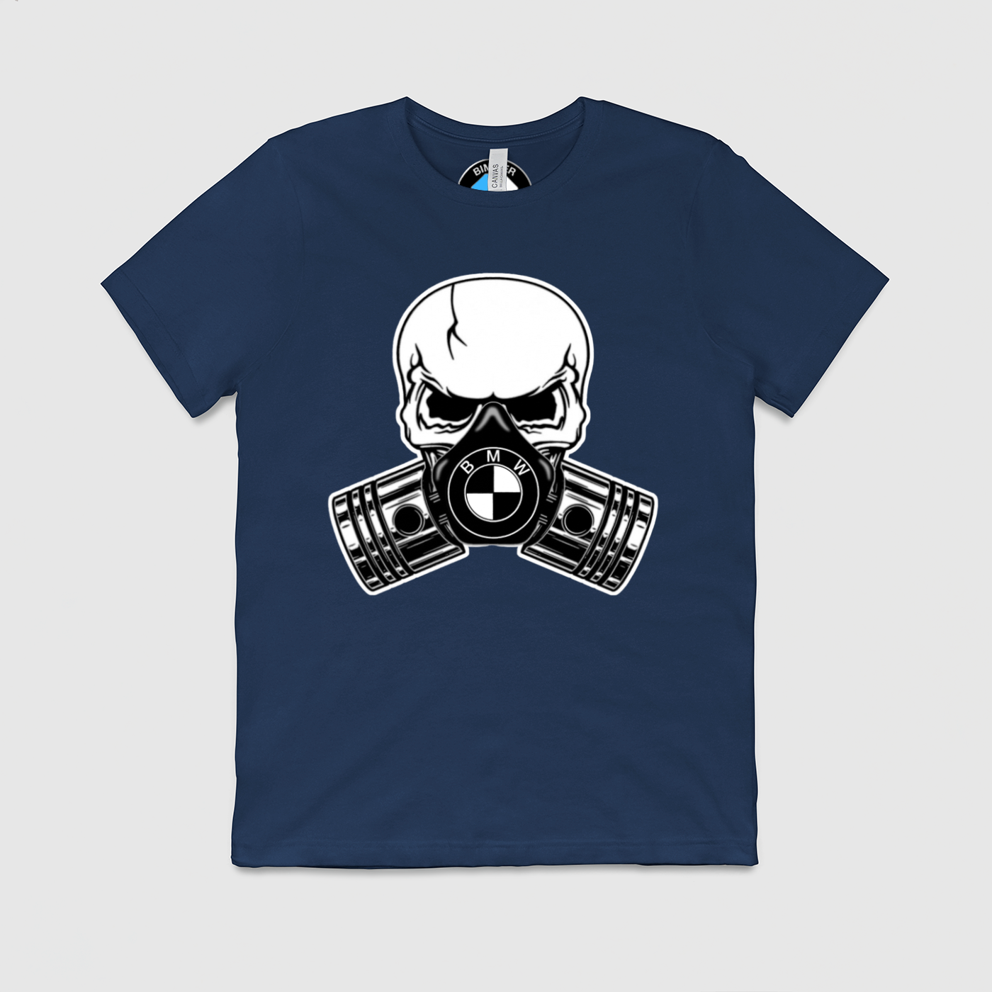 BMW Skull Piston Mask Mens Crew Tee