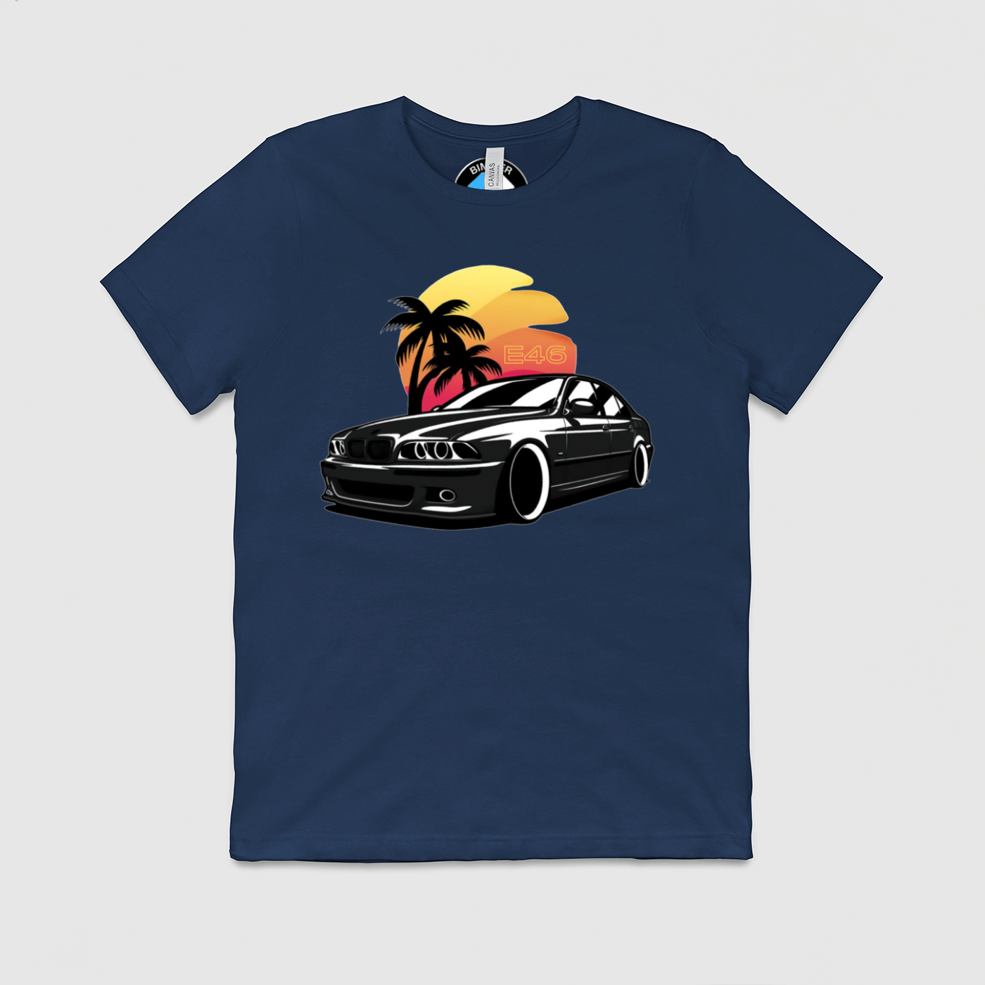 e46 Sunset Palm Tree Mens Crew Tee