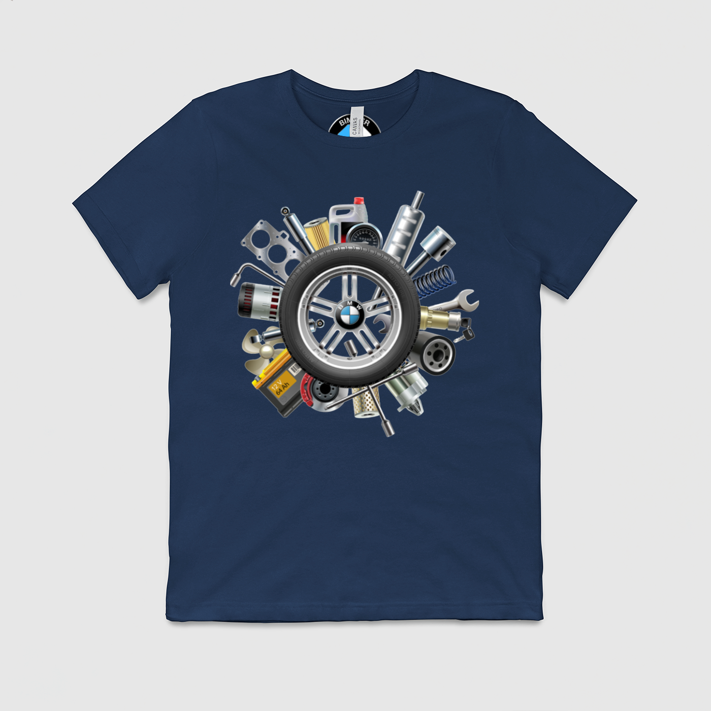 BMW Wheel of Parts Mens Crew Tee