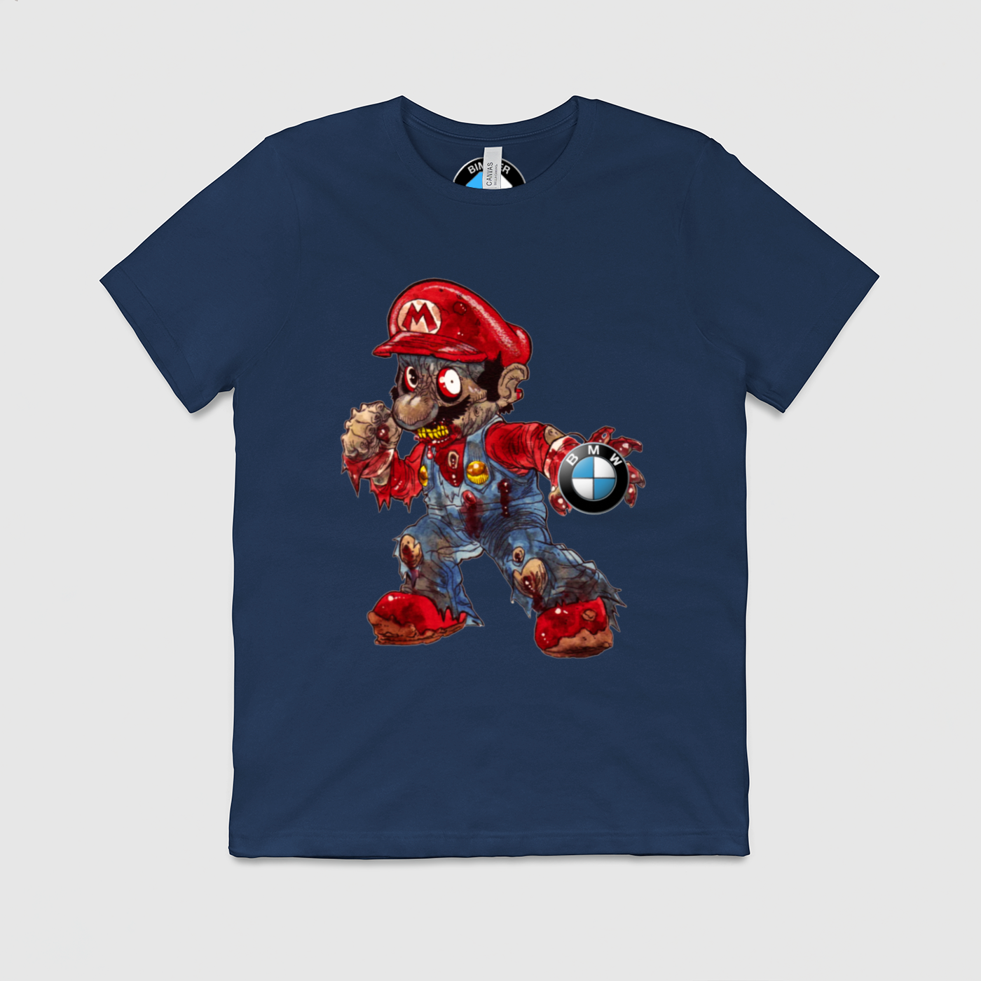 BMW Beat Up Mario Fighting Mens Crew Tee