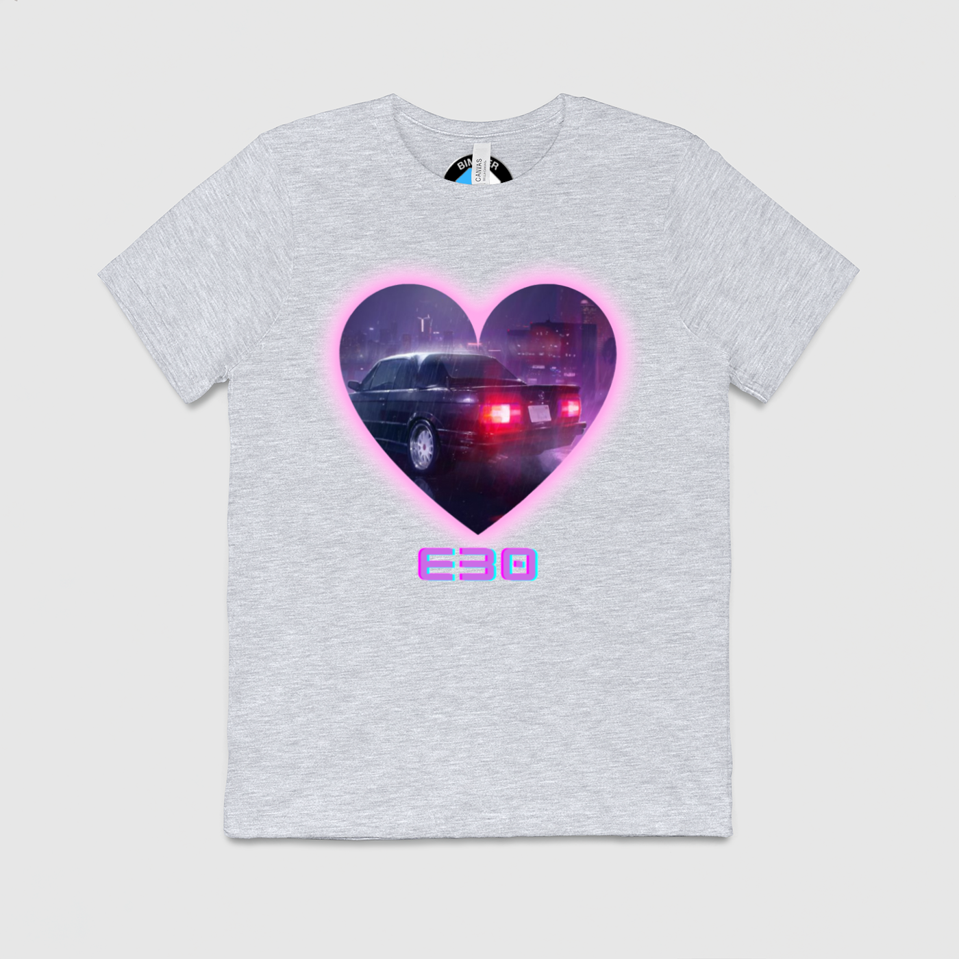 e30 Love Heart Purple Glow Mens Crew Tee