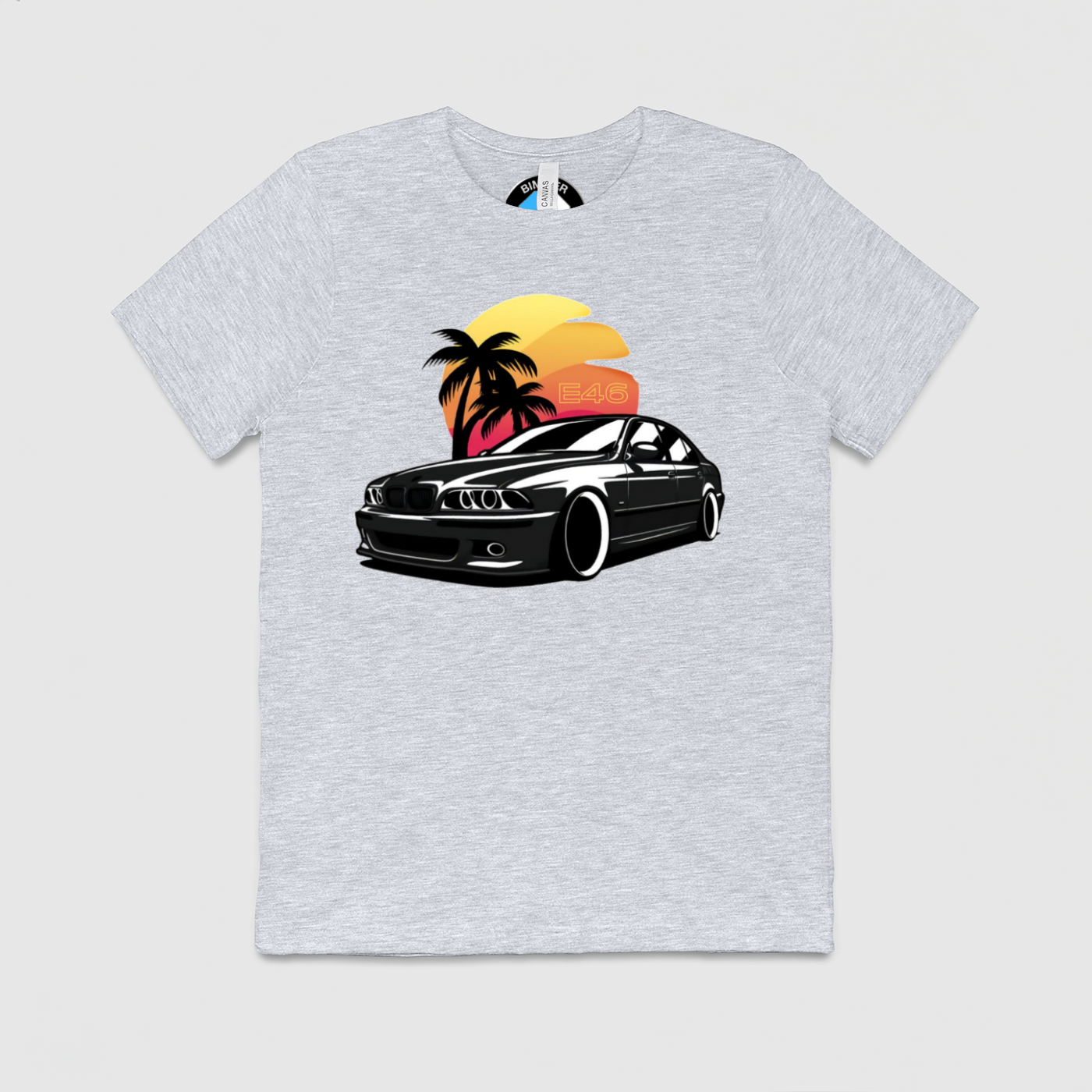 e46 Sunset Palm Tree Mens Crew Tee