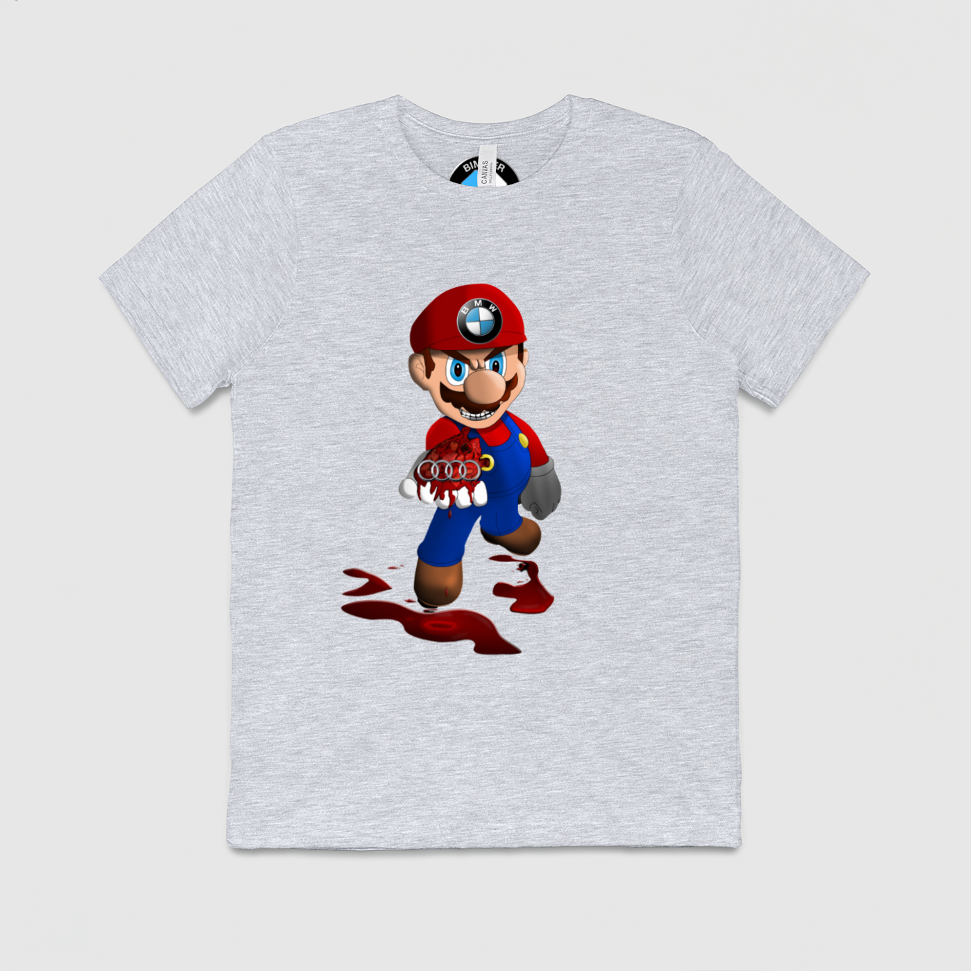 BMW Mario Killing Audi Mens Crew Tee