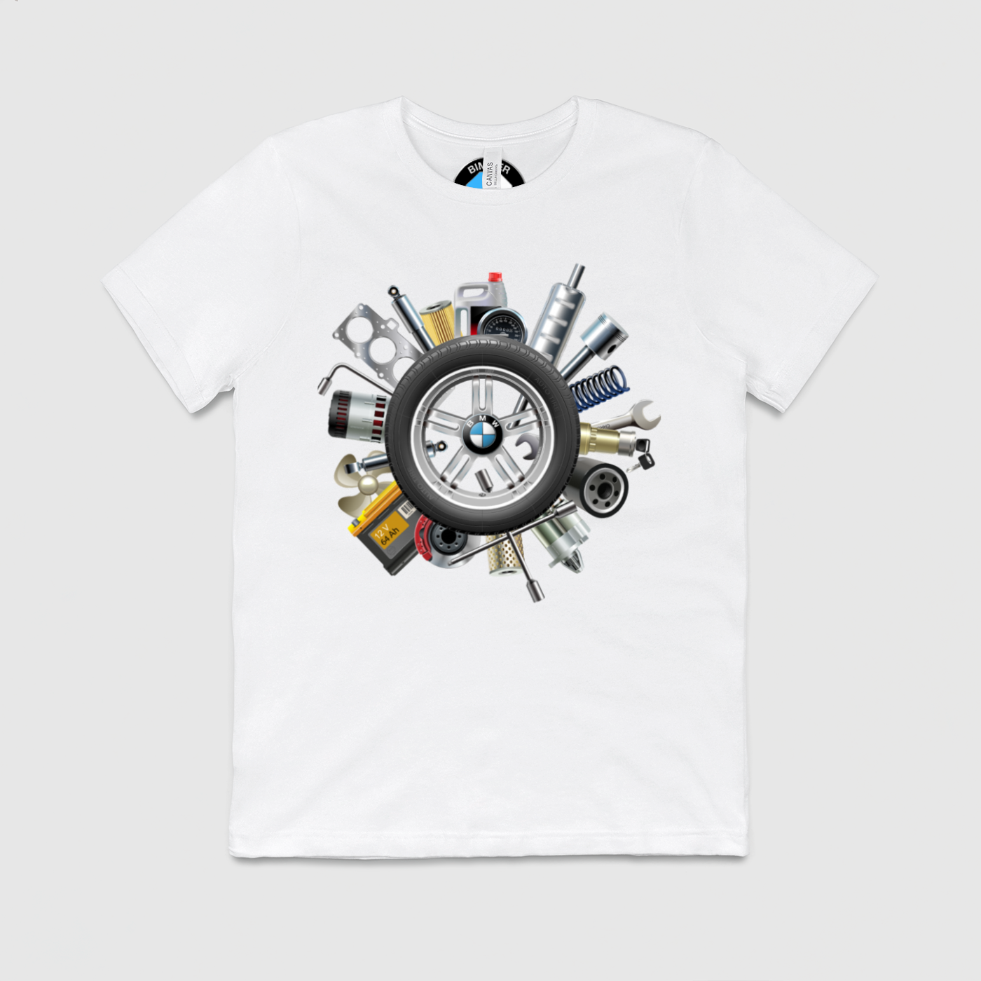 BMW Wheel of Parts Mens Crew Tee