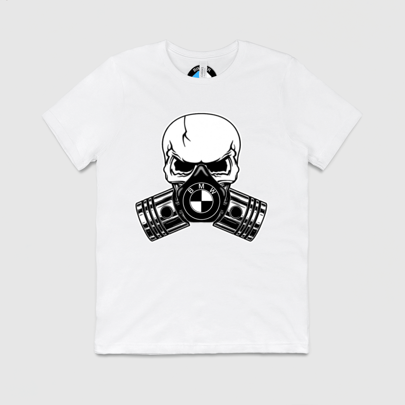 BMW Skull Piston Mask Mens Crew Tee