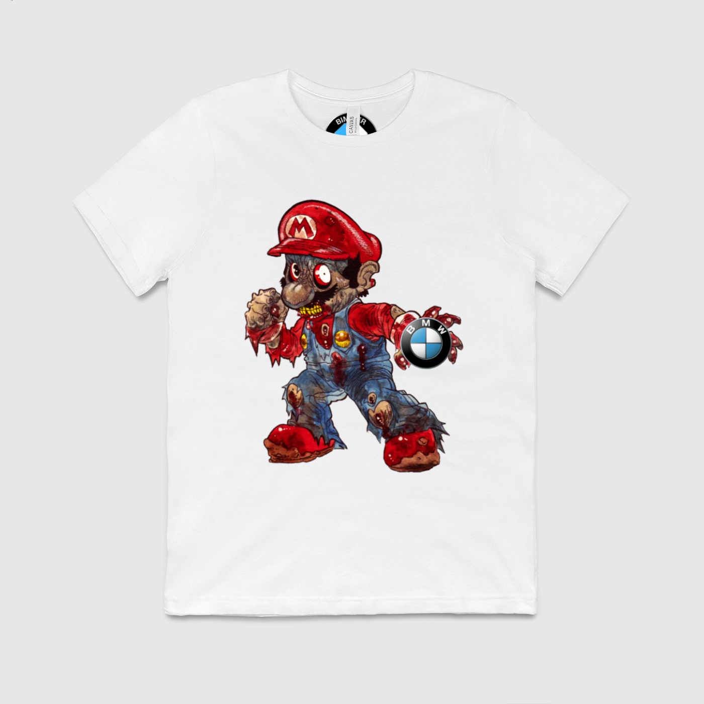 BMW Beat Up Mario Fighting Mens Crew Tee