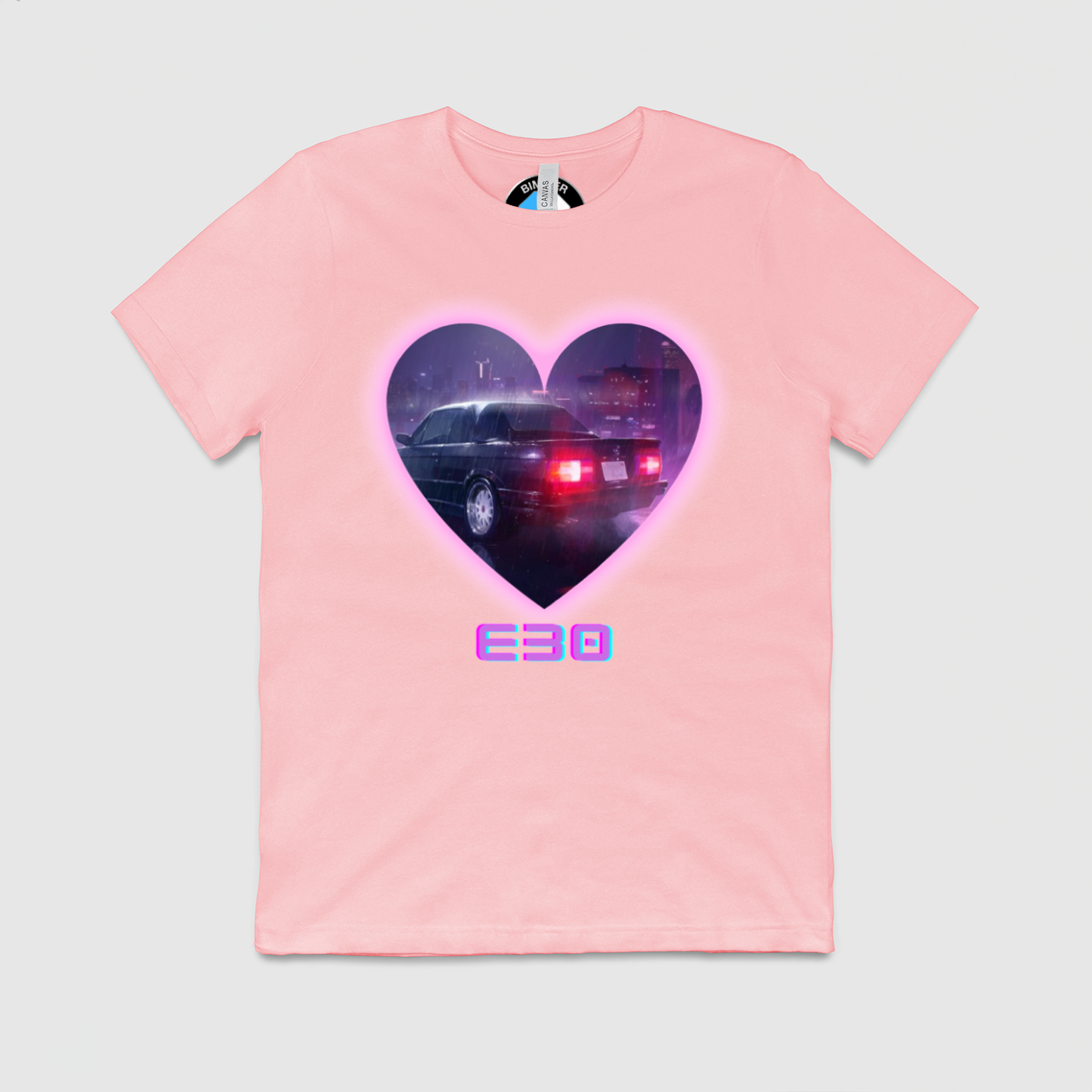 e30 Love Heart Purple Glow Mens Crew Tee