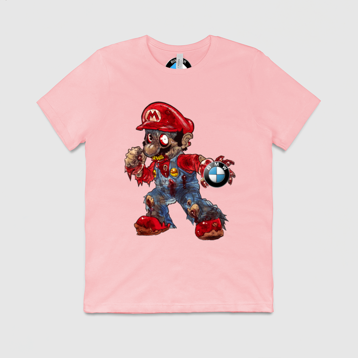 BMW Beat Up Mario Fighting Mens Crew Tee